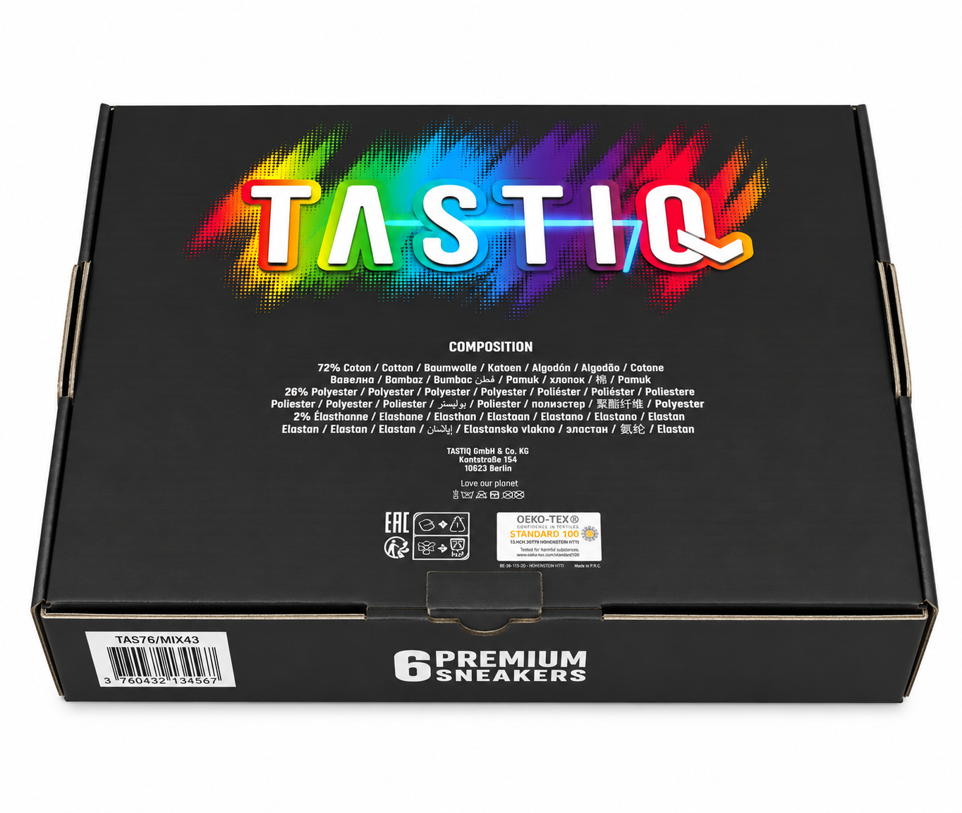 TASTIQ premium ankelstrumpor 6-pack - Stl 43-46
