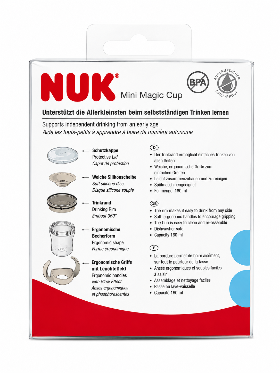 NUK Mini Magic Cup - spillfri mugg 160ml turkos - 6+ mån