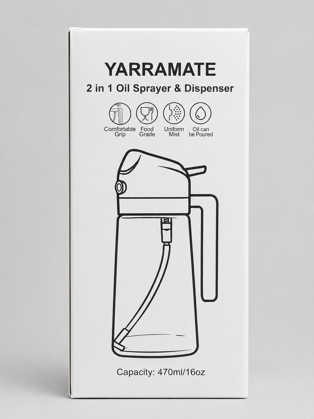 Yarramate 2-i-1 oljesprayflaska & oljedispenser - 470ml svart