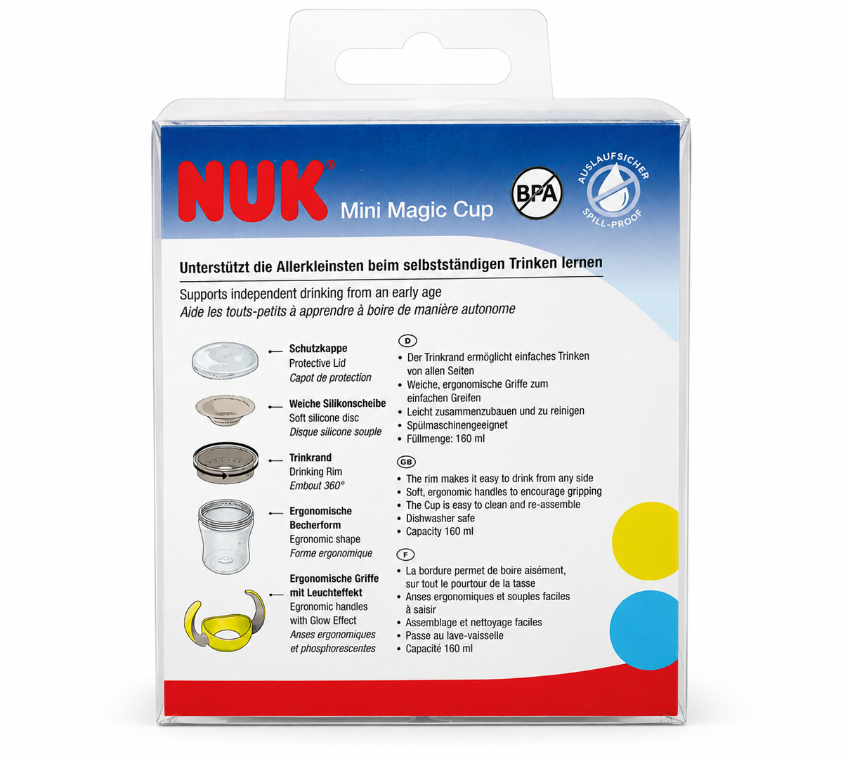 NUK Mini Magic Cup Night - spillfri mugg 160ml rosa - 6+ mån