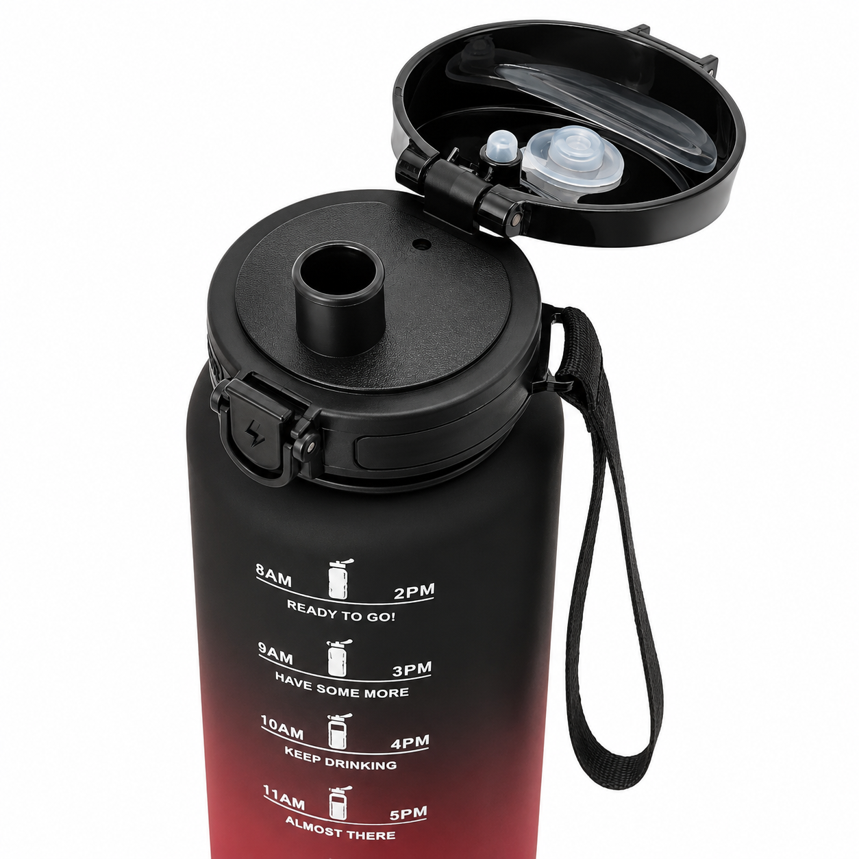Sportvattenflaska 1500 ml - svart/röd