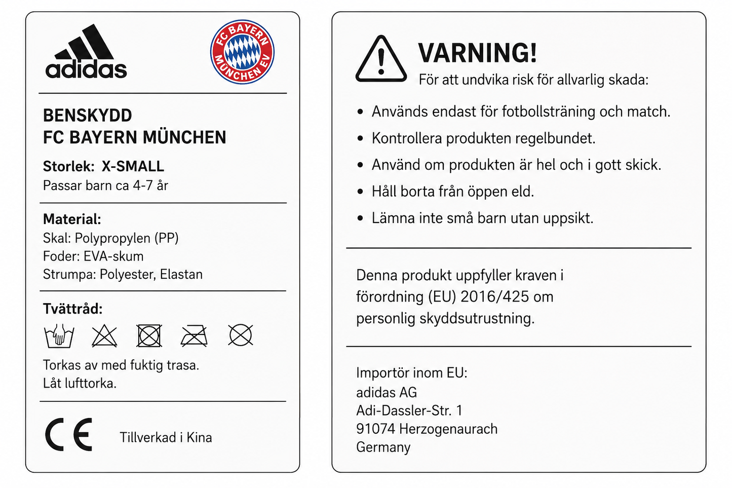 Adidas benskydd FC Bayern München - Stl XS