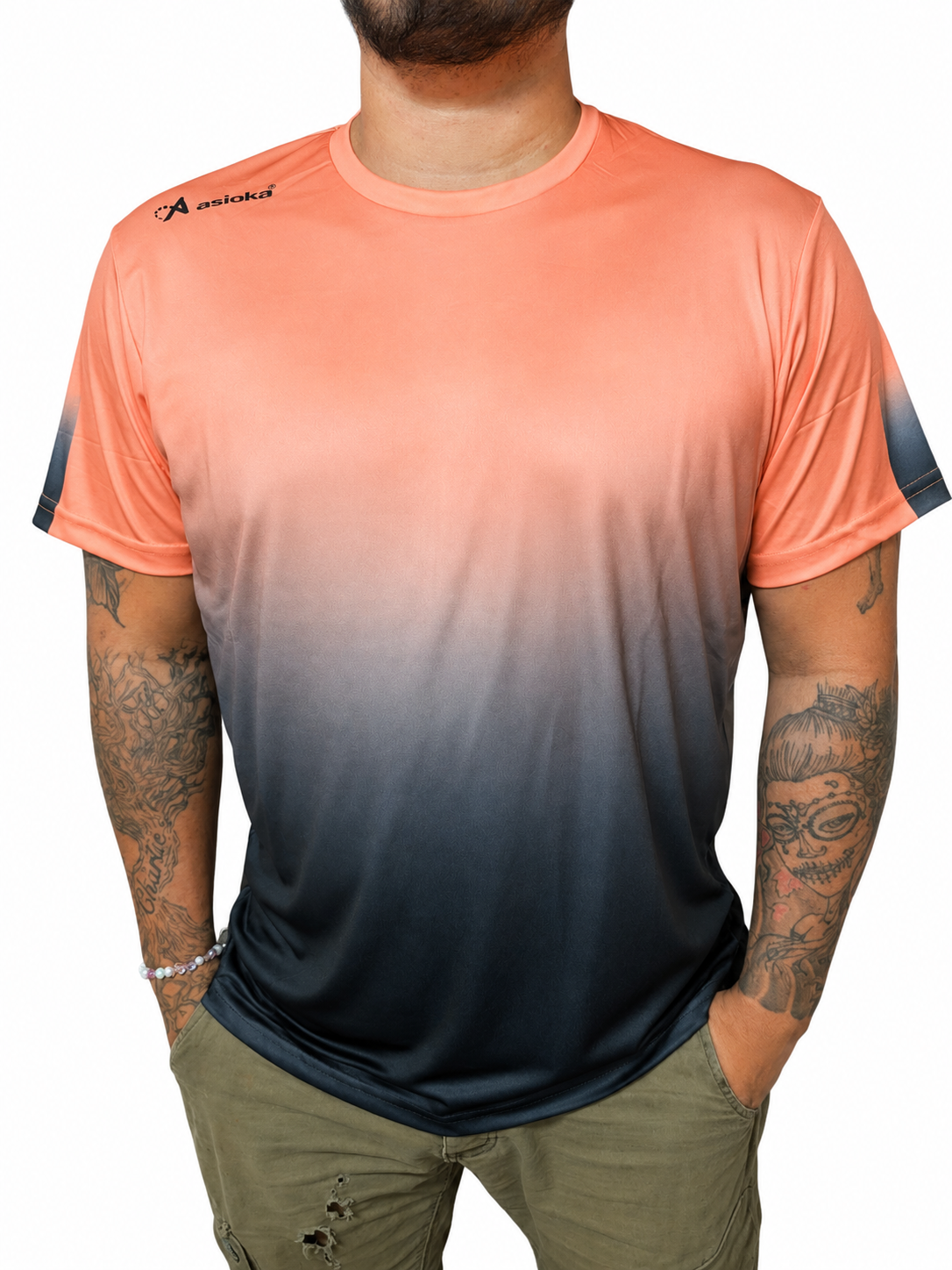 Asioka Tenerife sport t-shirt herr - orange/svart - Stl L