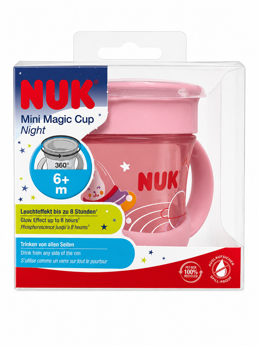 NUK Mini Magic Cup Night - spillfri mugg 160ml rosa - 6+ mån