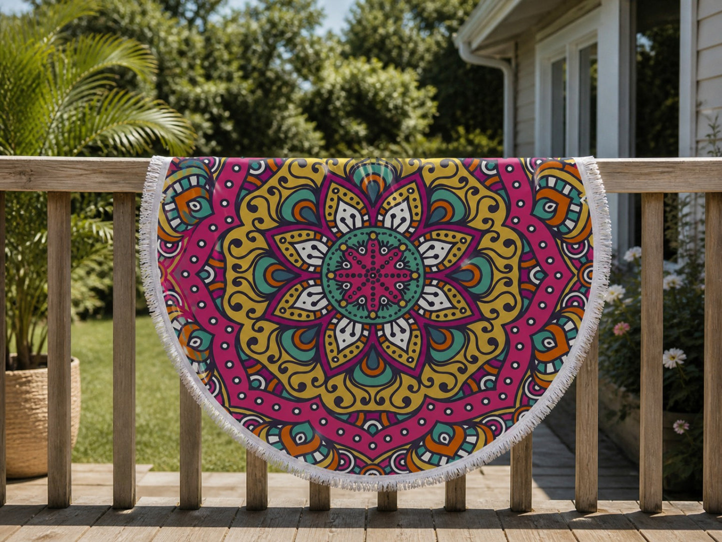 Rund strandhandduk Mandala - rosa